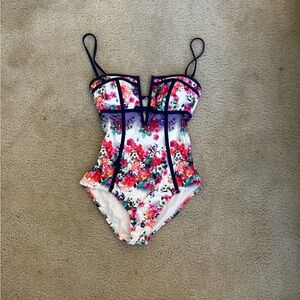 Nanette Lepore multi patterned floral one piece swim suit